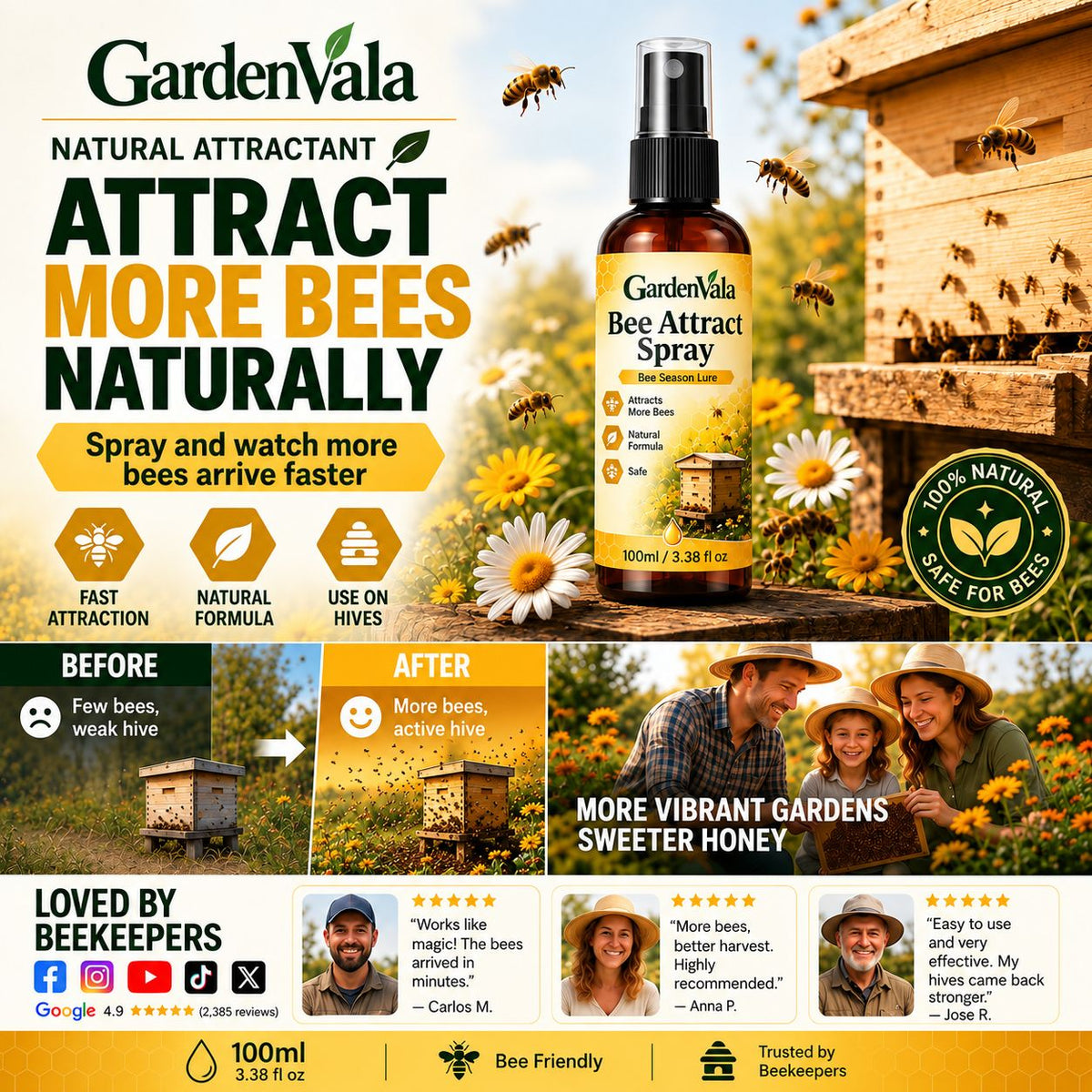 Monsoon Limited-Time 50% OFF Natural Outdoor Bee Attractant Spray Buy 1 Get 1 Free